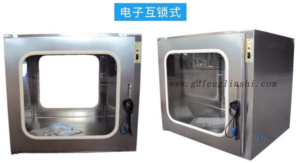 電子互鎖傳遞窗內(nèi)部采用集成電路，電磁鎖， 控制面板，指示燈等實現(xiàn)連鎖